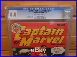 Captain Marvel Adventures 44 CGC 8.0 Centered Golden Age OW-W SHAZAM