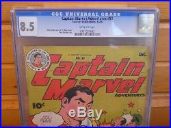 Captain Marvel Adventures 50 CGC 8.5 OW High Grade Centered Golden Age SHAZAM