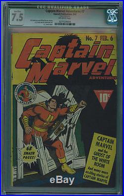 Captain Marvel Adventures #7 Cgc Qualified 7.5 Off-white Pages Golden Age