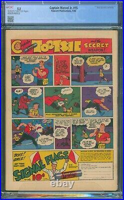 Captain Marvel Jr. #15 (1944)? CGC 5.5? Rare! Golden Age Fawcett Comic