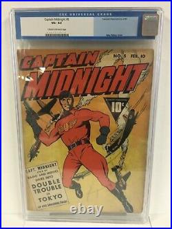 Captain Midnight #5 CGC 3.5 Japan WWII Cover Golden Age Fawcett Comic 1943