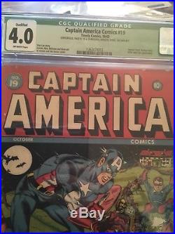 Captain america comics #19 cgc 4.0 qualified (10/42 Golden Age)