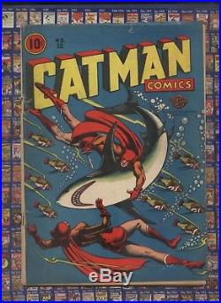 Catman #32 SCARCE LB Cole Catman Sharks cover Super hero Golden age Last Issue