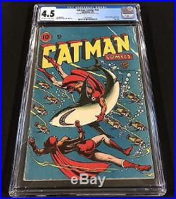 Catman Comics #32 CGC 4.5 OWW Pages Golden Age Classic L. B. Cole Cover