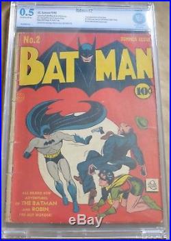 Cbcs 0.5 Batman #2 (dc, Summer 1940) Golden Age! 2nd Joker Story
