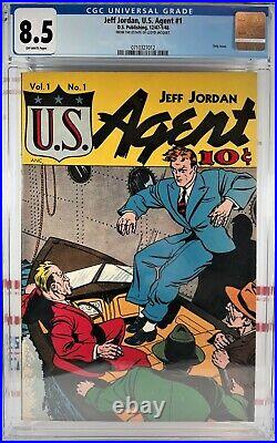 Cgc 8.5 Vf+ Jeff Jordan Us Agent #1 Charlton Estate Lloyd Jacquet 1947 1948