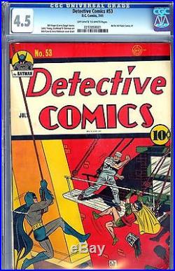 Cgc Detective Comics # 53 (golden Age 1941) 4.5 Vg+ Batman