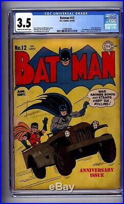 Cgc (d. C) Batman 1942 Golden Age # 12 Vg- 3.5 Nice! (@@)