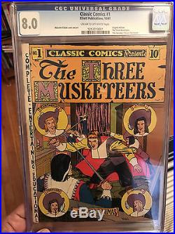 Classic Comics #1 The Three Musketeers (Elliott, 1941) CGC VF+ Golden Age RARE