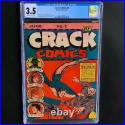 Crack Comics #2 (1940) CGC 3.5 Lou Fine Art! Golden Age Quality Comics