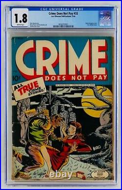 Crime Does Not Pay #33 CGC 1.8 SOTI Golden Age Pre-Code Horror Hanging Cover Key