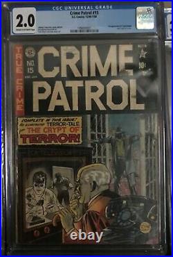 Crime Patrol 15 2.0 Unrestored CGC First Appearance of Crypt Keeper Golden age P