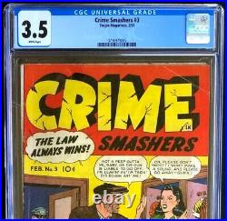 Crime Smashers #3 (Trojan 1951)? CGC 3.5 2ND HIGHEST? Rare Golden Age Comic