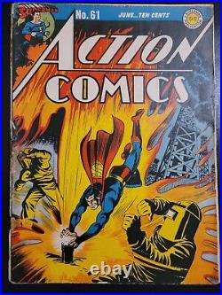 DC 1943 Action Comics 61 Classic Cover Atomic Radiation Superman Golden Age