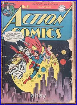 DC ACTION COMICS #81 Feb 1945 SUPERMAN + ZATARA Golden Age Low grade COMPLETE