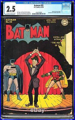 DC Batman #22 CGC 2.5 OW to White Pages 1944 Golden Age, Alfred Solo Story