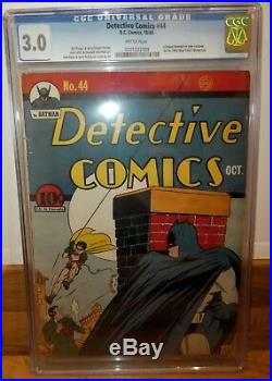DC COMICS DETECTIVE 44 CGC 3.0 Batman daisy Sonic 1940 cbcs Golden age