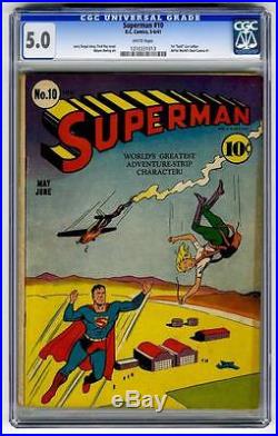 DC COMICS SUPERMAN Golden age #10 1941 CGC 5.0 mid grade FN 1st Bald Lex luthor