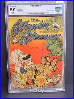 DC Comics Wonder Woman #3 Cbcs 5.0 1943 Golden Age Early Appearance Movie Soon