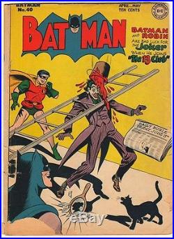 DC Comics BATMAN Golden age #40 1947 JOKER COVER AND STORY G+