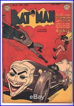 DC Comics BATMAN Golden age #52 Classic Joker cover VG+ 4.5 1949