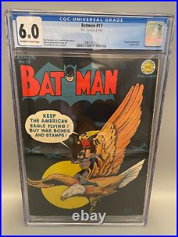 DC Comics Batman #17 (1943) CGC 6.0 OWithW Classic WWII Eagle Cover GOLDEN AGE