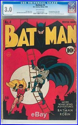 DC Comics Batman #4 CGC 3.0 1940 Golden Age Bob Kane Jerry Robinson