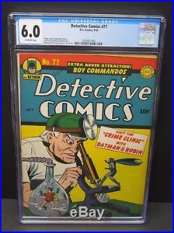 DC Detective Comics #77 1943 Cgc 6.0 Owp Golden Age Batman Bob Kane Cover