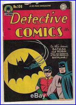 DC Detective comics Golden age Batman 108 1st Bat signal 3.5 CGC