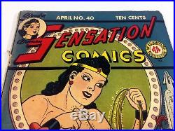 DC SENSATION COMICS (Apr 1945) #40 Golden Age WONDER WOMAN GD- (1.8) Ships FREE