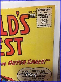 DC Worlds Finest # 92 Superman Not Cgc Comic Golden Age 1958
