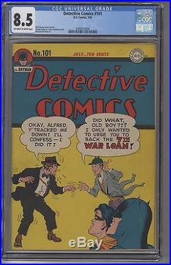 DETECTIVE COMICS#101 CGC 8.5 OWW Pages DC Golden Age BATMAN Only 2 Graded Higher