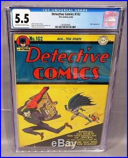 DETECTIVE COMICS #102 (Joker Cover/Story) CGC 5.5 FN- DC 1945 Golden Age Batman