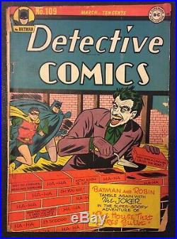 DETECTIVE COMICS #109 DC Golden Age BATMAN JOKER 10 Cent Bob KANE Classic Cover