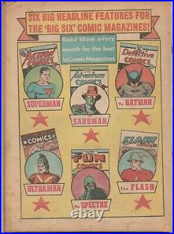 DETECTIVE COMICS #37 (1940) LAST SOLO GOLDEN AGE BATMAN! Coverless! Rare
