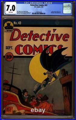 DETECTIVE COMICS #43 CGC 7.0 F/VF DC COMICS 1940 GOLDEN AGE from ORIGINAL OWNER
