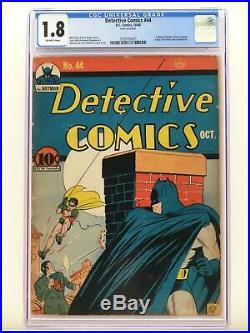 DETECTIVE COMICS #44 1940 CGC 1.8 GD- Golden Age DC Comics Off-White Pages RARE