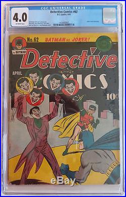 DETECTIVE COMICS 62 CGC 4.0 1420843001 Rare Golden Age issue from 1942