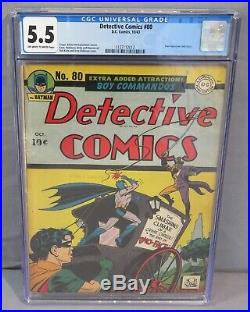 DETECTIVE COMICS #80 (Two-Face Cover) CGC 5.5 DC Comics 1943 Golden Age Batman