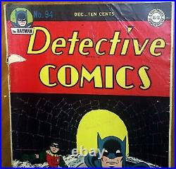 DETECTIVE COMICS #94 GOLDEN AGE BATMAN ROBIN 1944 Pre Code 10 CENTS VG / VG+