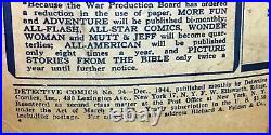 DETECTIVE COMICS #94 GOLDEN AGE BATMAN ROBIN 1944 Pre Code 10 CENTS VG / VG+