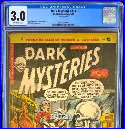 Dark Mysteries #18 (Master 1954) CGC 3.0 OW Golden Age Horror Skeleton Cvr