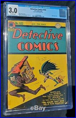 Detective Comics #102 Cgc 3.0 (aug 1945) Dc. Golden Age Batman. Joker Appearance