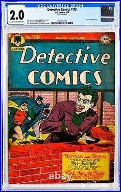 Detective Comics #109 CGC 2.0 C-OW 3/1946 Golden Age Batman Joker Cover/Story