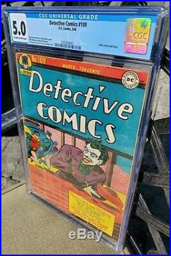 Detective Comics 109 Cgc 5.0 (mar 1946) Dc. Golden Age. Joker Cover