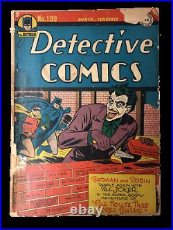 Detective Comics #109 DC Comics! Golden Age Comic Book! CLASSIC Joker! (G- 1.8)