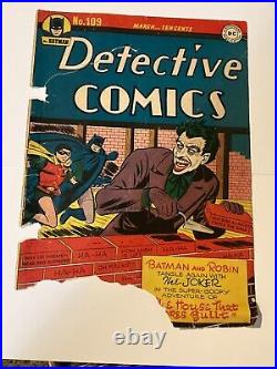 Detective Comics #109 FRONT COVER ONLY DC Comics 1946 Original Joker