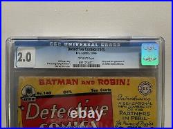 Detective Comics 140 CGC 2.0 First Appearance of the Riddler! Golden age Batman