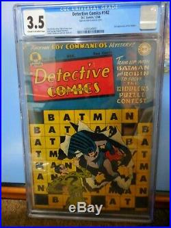 Detective Comics #142 Cgc 3.5 Second Riddler Appearance Golden Age Batman