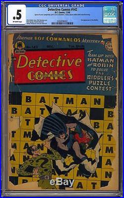 Detective Comics #142 Key 2nd App. Riddler Golden Age Batman DC 1948 CGC. 5